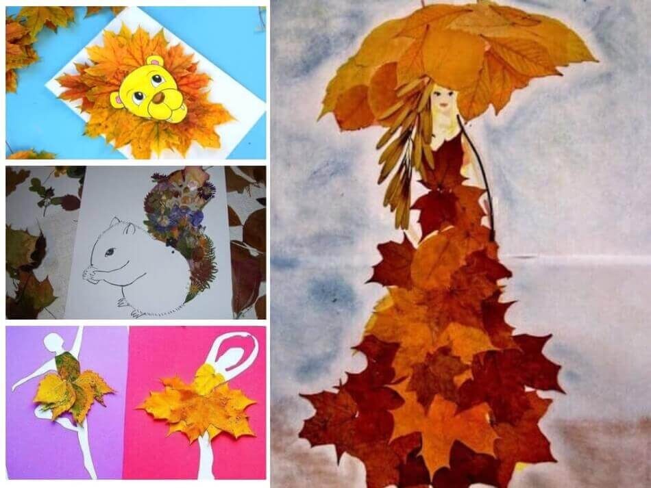 Аппликации из листьев на тему «Осень» для школы и детского сада