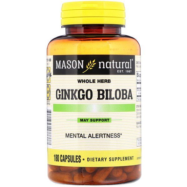 Mason Natural, Гинкго Билоба, 180 капсул
